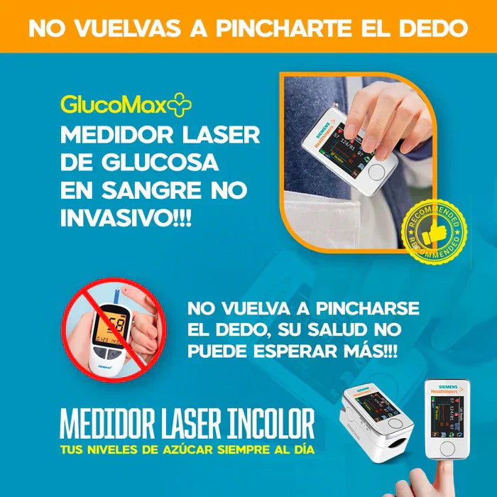 Glucomax – Medidor de Glucosa con Tecnología de Oxímetro Digital | Precisión del 99,9%